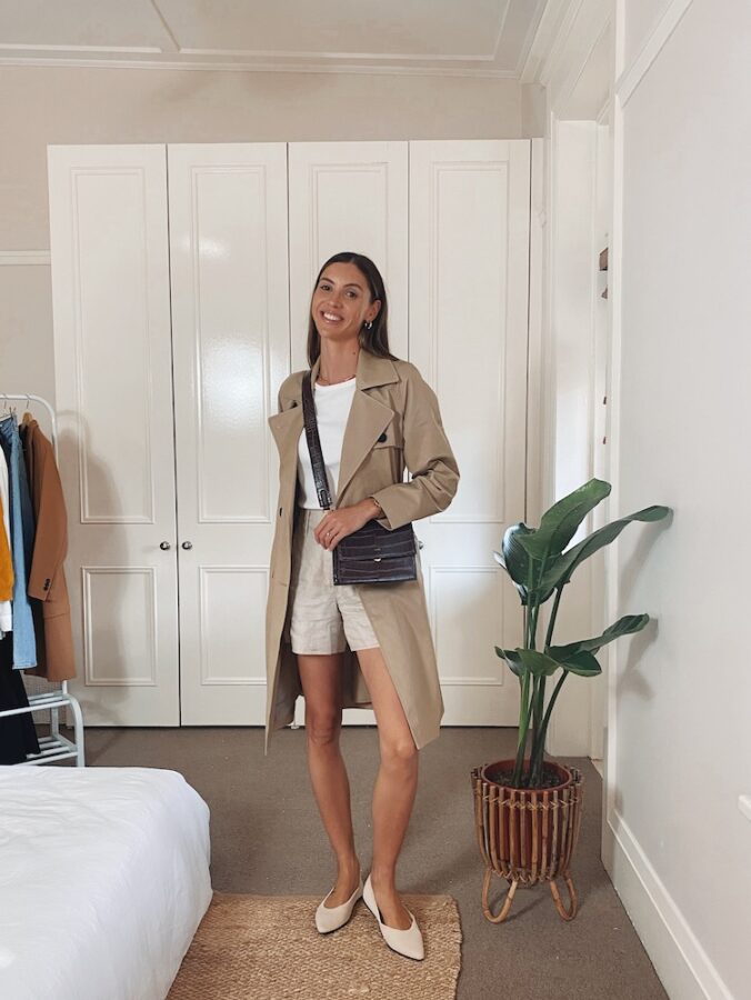 Classic Spring Outfits - Trench Coat and Shorts