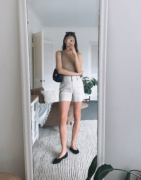 ballet flats outfit with shorts